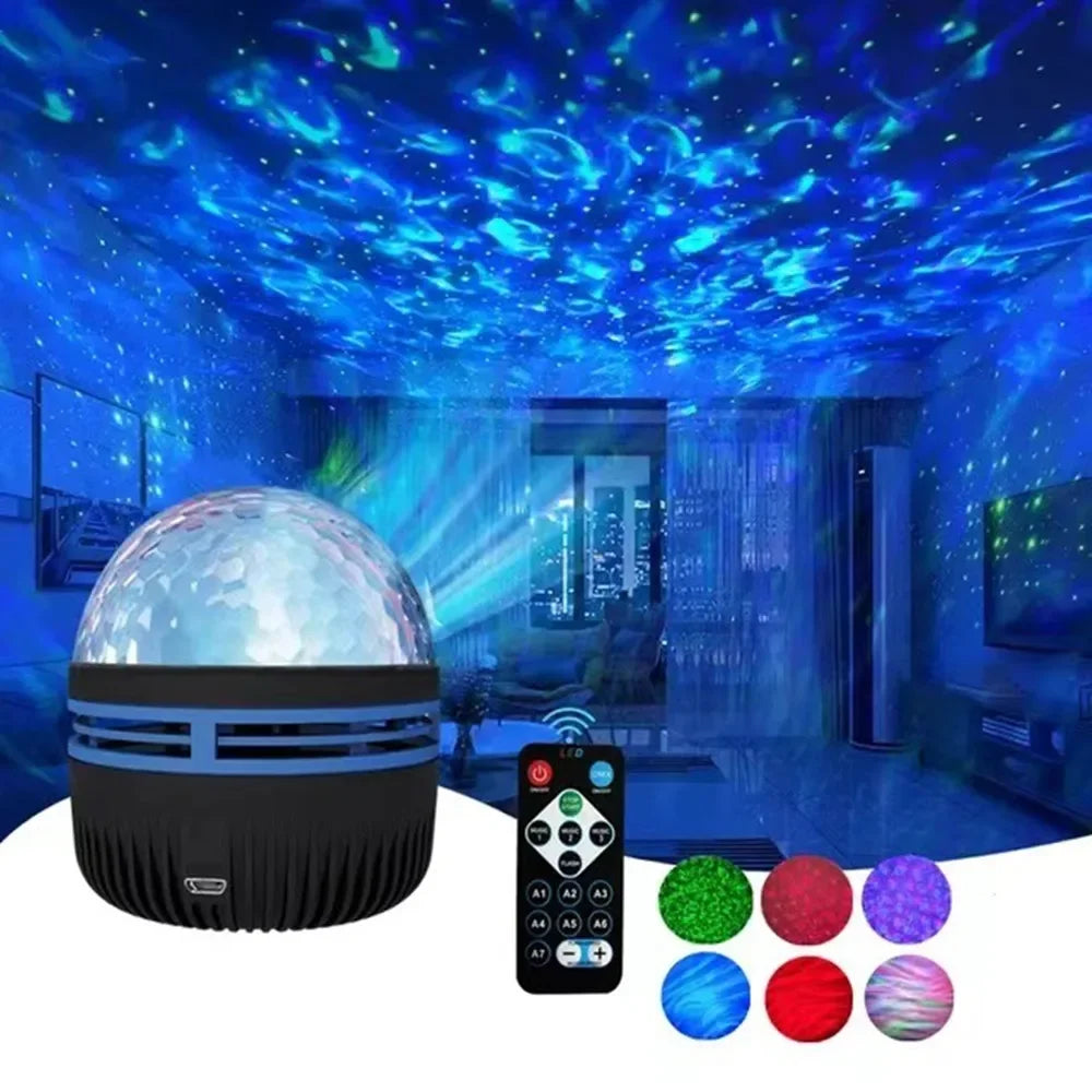 RGB Aurora Galaxy Star Projector – LED Night Light with Remote