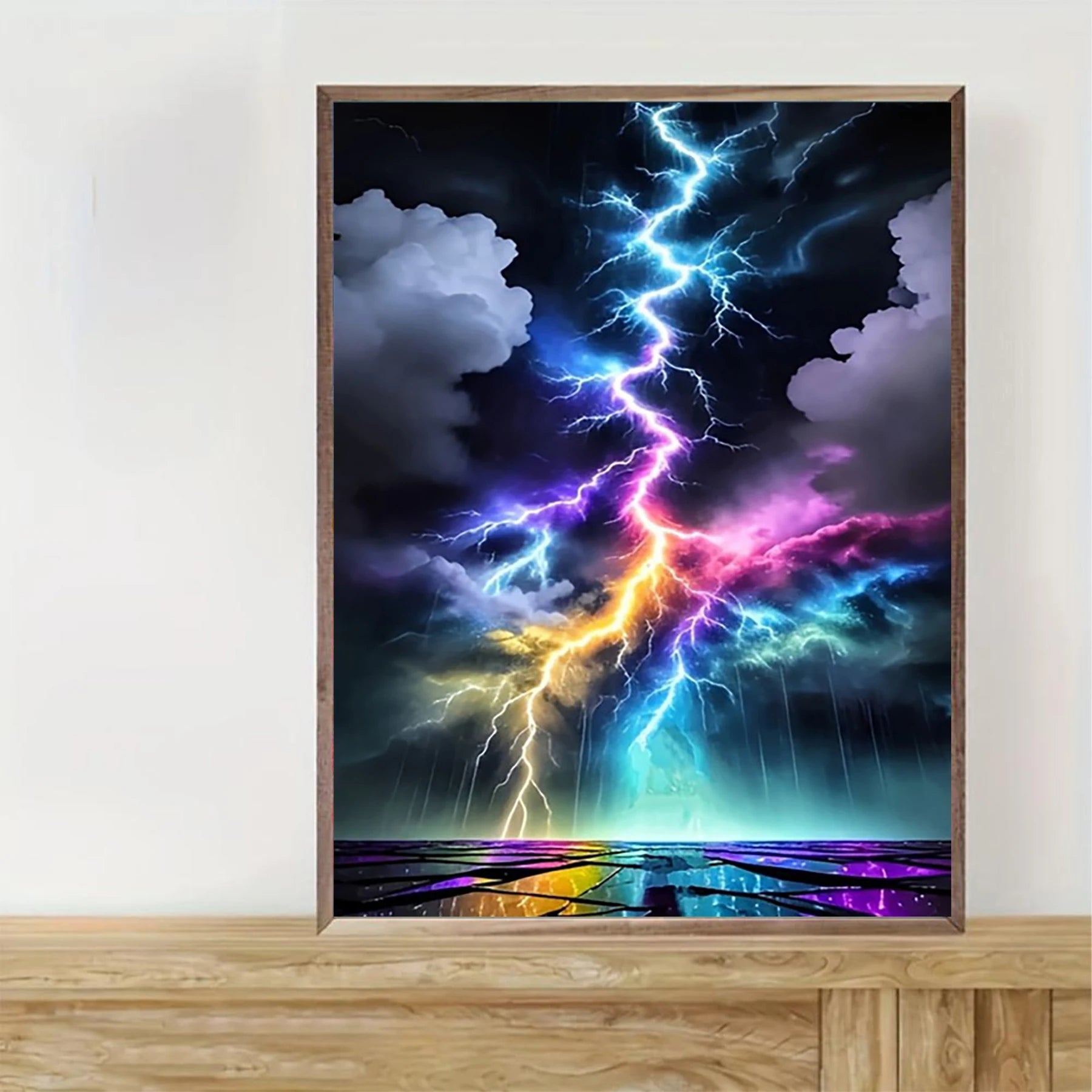 Colorful Lightning Diamond Painting – Full Round DIY Mosaic Wall Art