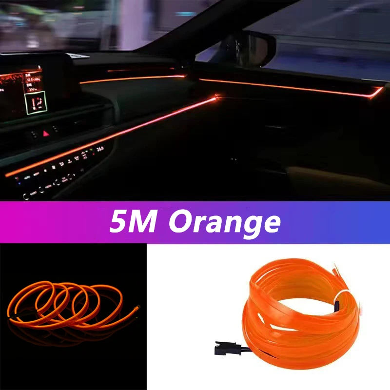 5M LED Car Interior Strip Light – USB Flexible Ambient Neon Lamp