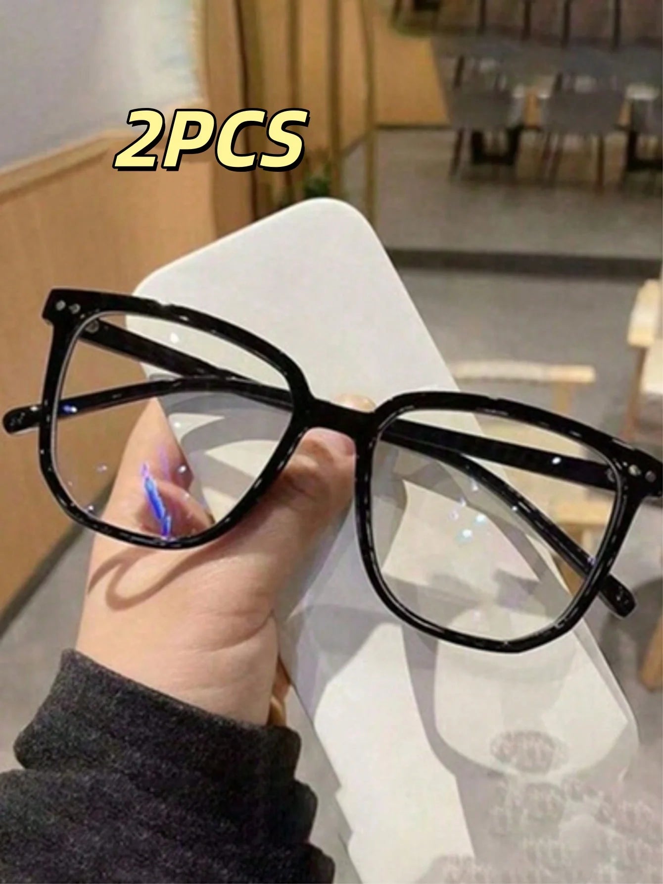 3-Pack Fashion Square Frame Glasses – Clear Black Frames