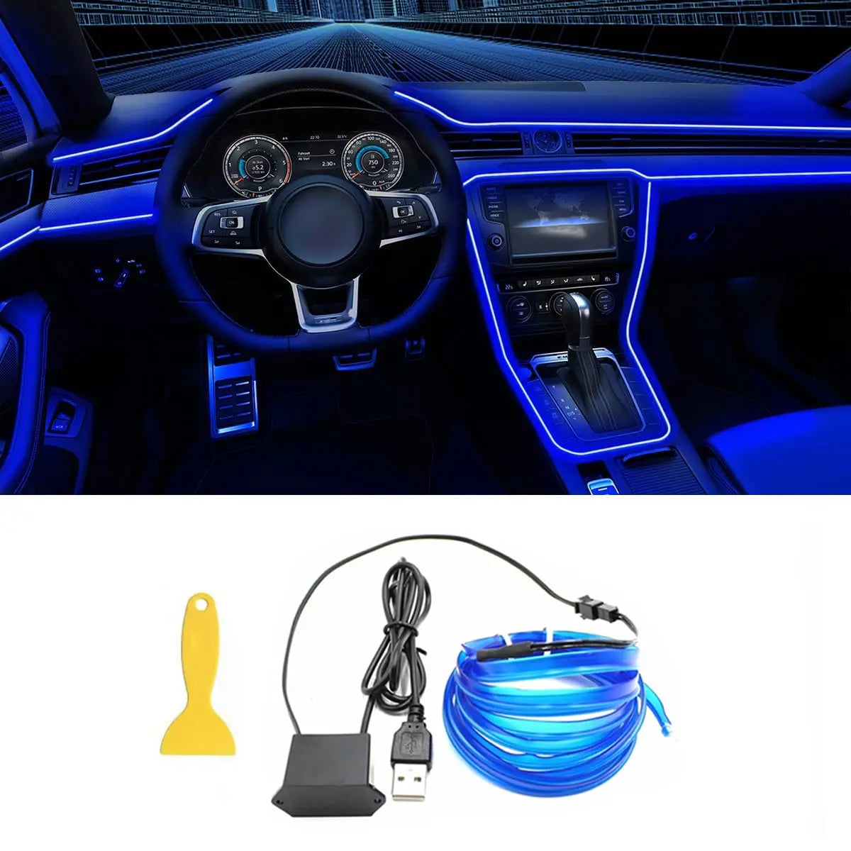 5M LED Car Interior Strip Light – USB Flexible Ambient Neon Lamp