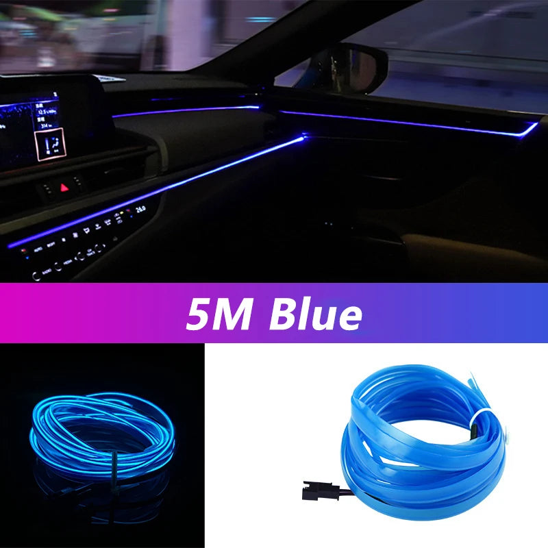 5M LED Car Interior Strip Light – USB Flexible Ambient Neon Lamp