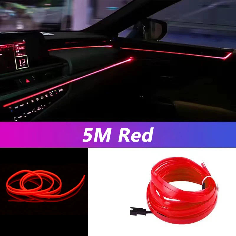 5M LED Car Interior Strip Light – USB Flexible Ambient Neon Lamp