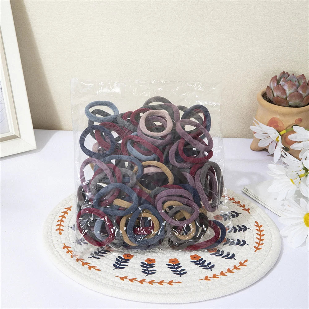 50/100PCS High Elastic Hair Bands – Black & White