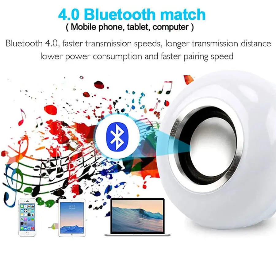 Smart RGB LED Bulb with Bluetooth Speaker – Color Changing Light