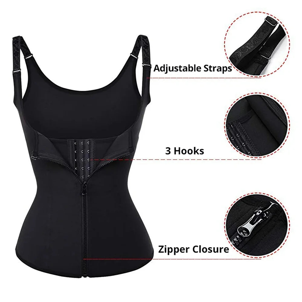 Women’s Waist Trainer Tank Top – Zipper Tummy Control Body Shaper