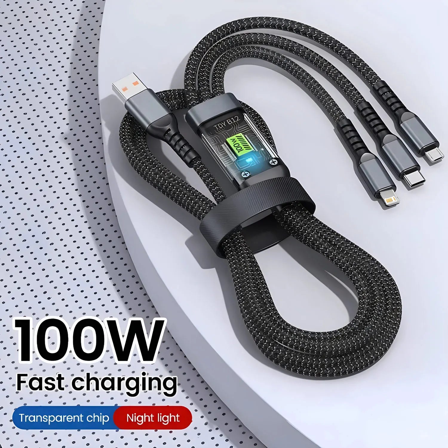 100W 3-in-1 Fast Charging Cable – Universal Multi Charger