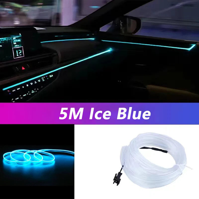 5M LED Car Interior Strip Light – USB Flexible Ambient Neon Lamp
