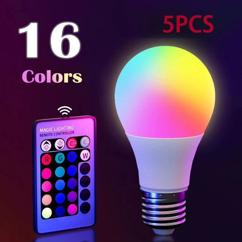 16-Color RGB LED Bulb with Remote – Dimmable Smart Light E27