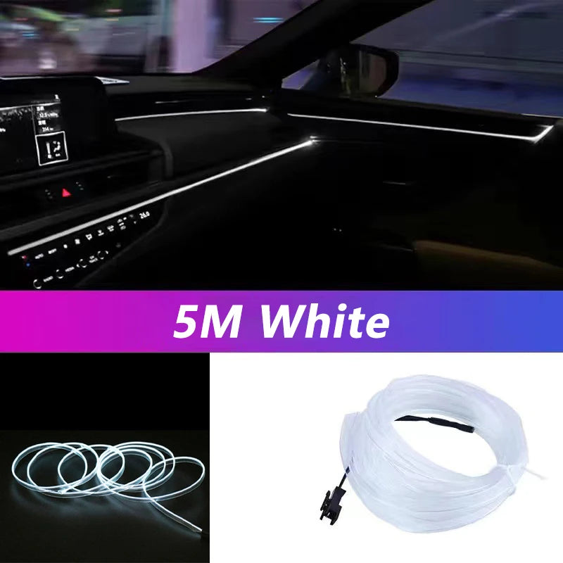 5M LED Car Interior Strip Light – USB Flexible Ambient Neon Lamp