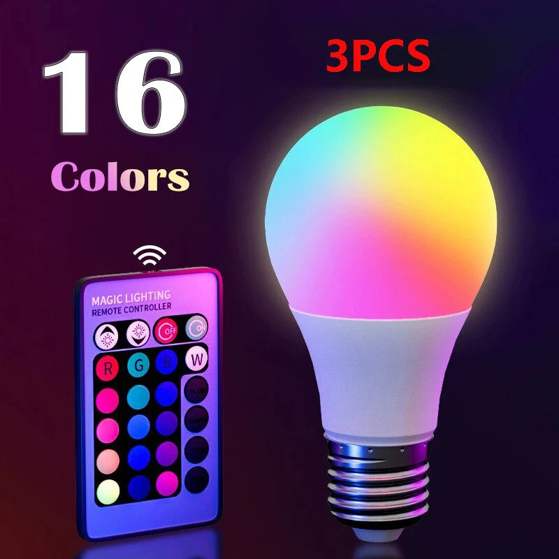 16-Color RGB LED Bulb with Remote – Dimmable Smart Light E27