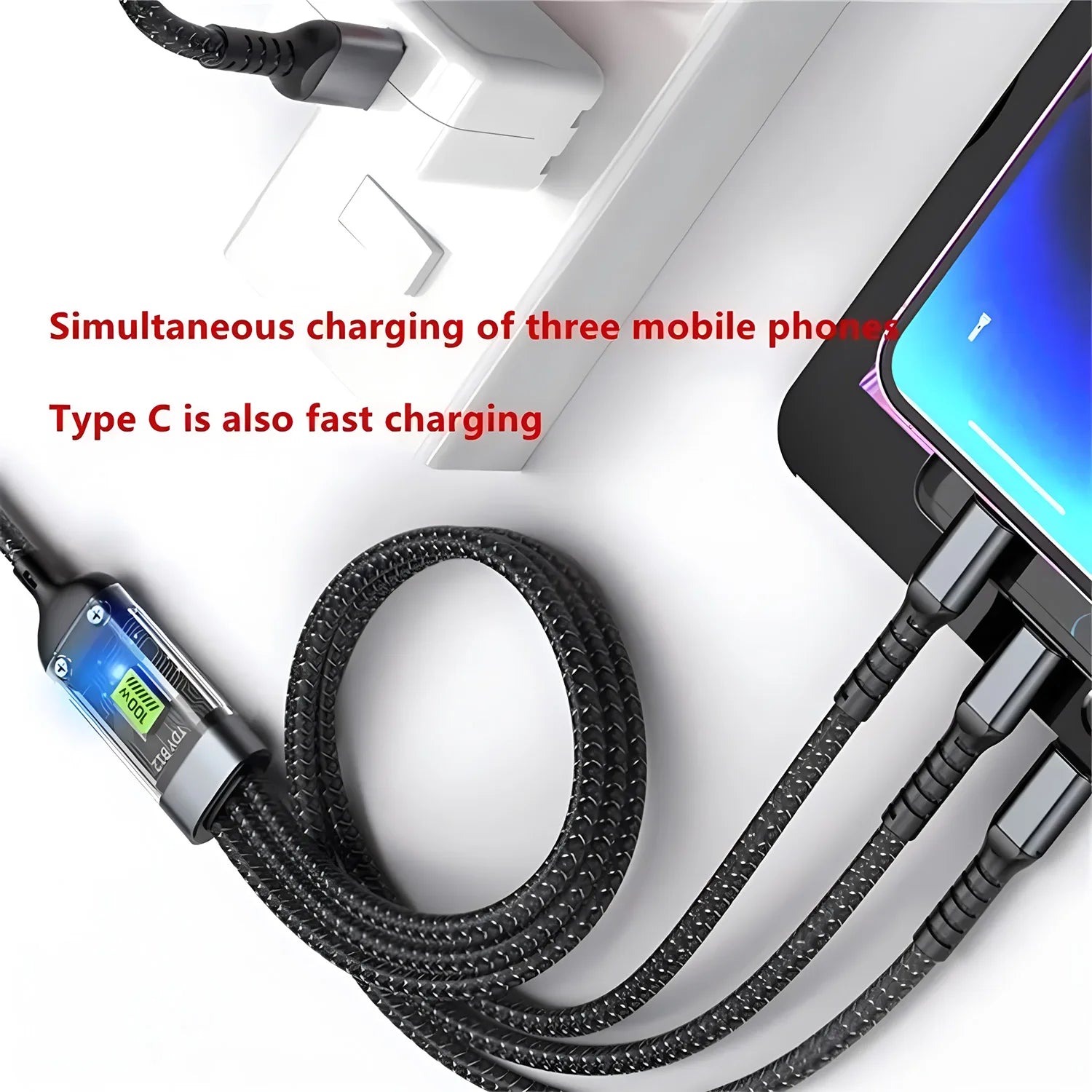 100W 3-in-1 Fast Charging Cable – Universal Multi Charger
