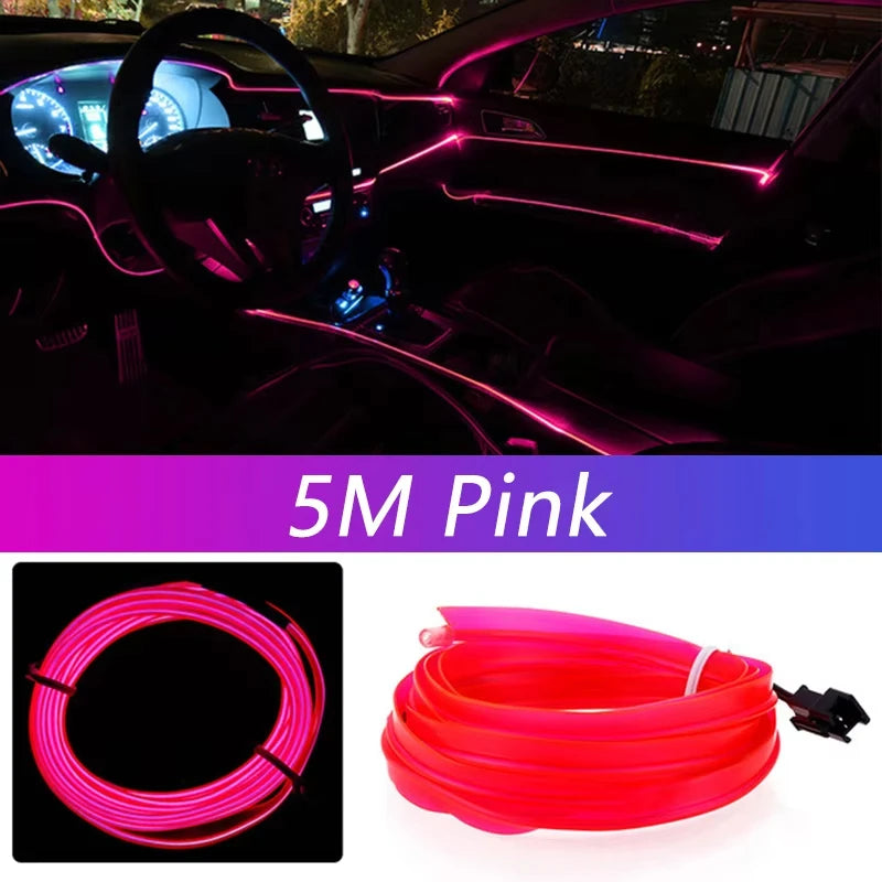 5M LED Car Interior Strip Light – USB Flexible Ambient Neon Lamp