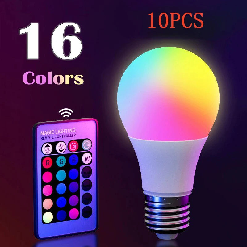 16-Color RGB LED Bulb with Remote – Dimmable Smart Light E27