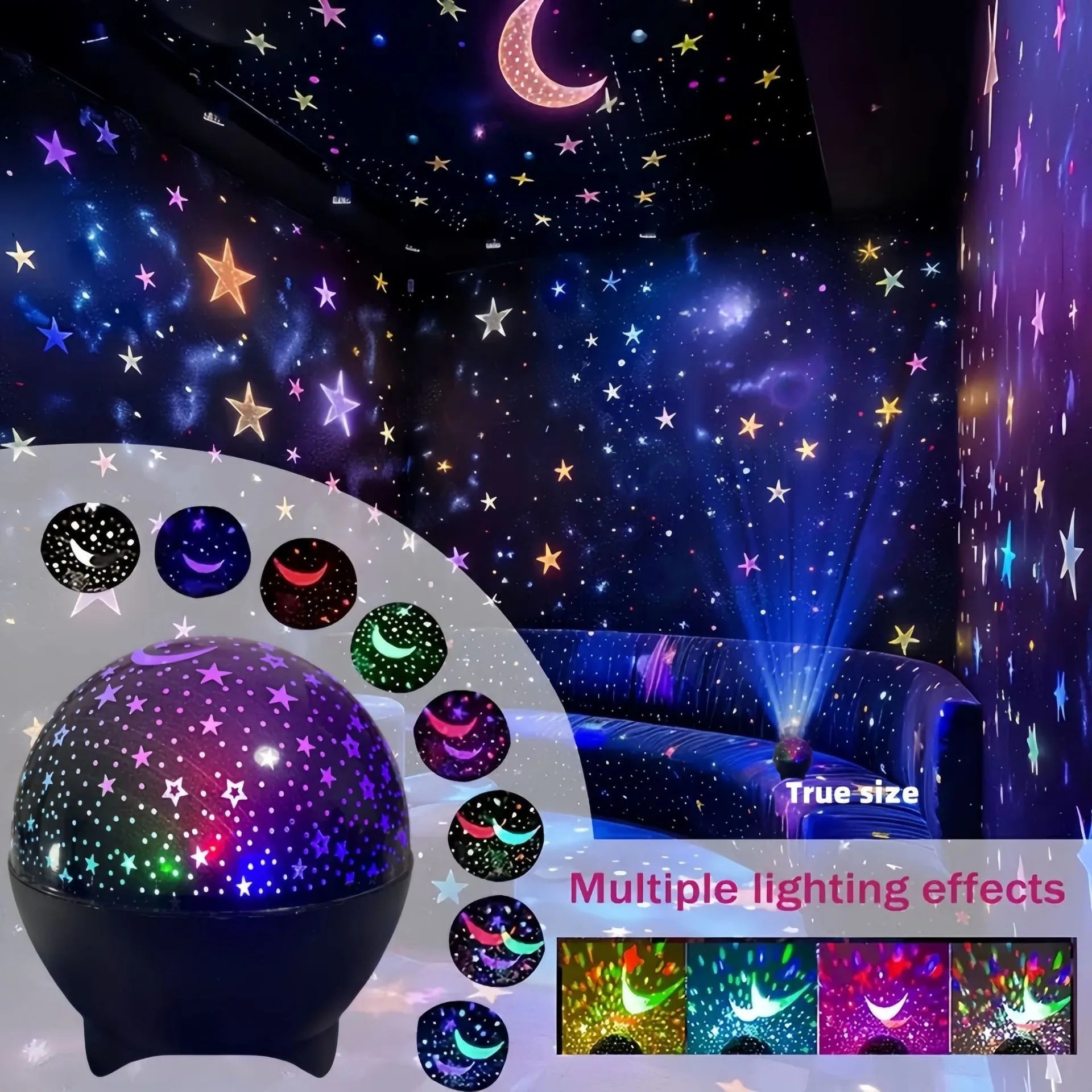 RGB Galaxy Star Projector Night Light – USB LED Lamp