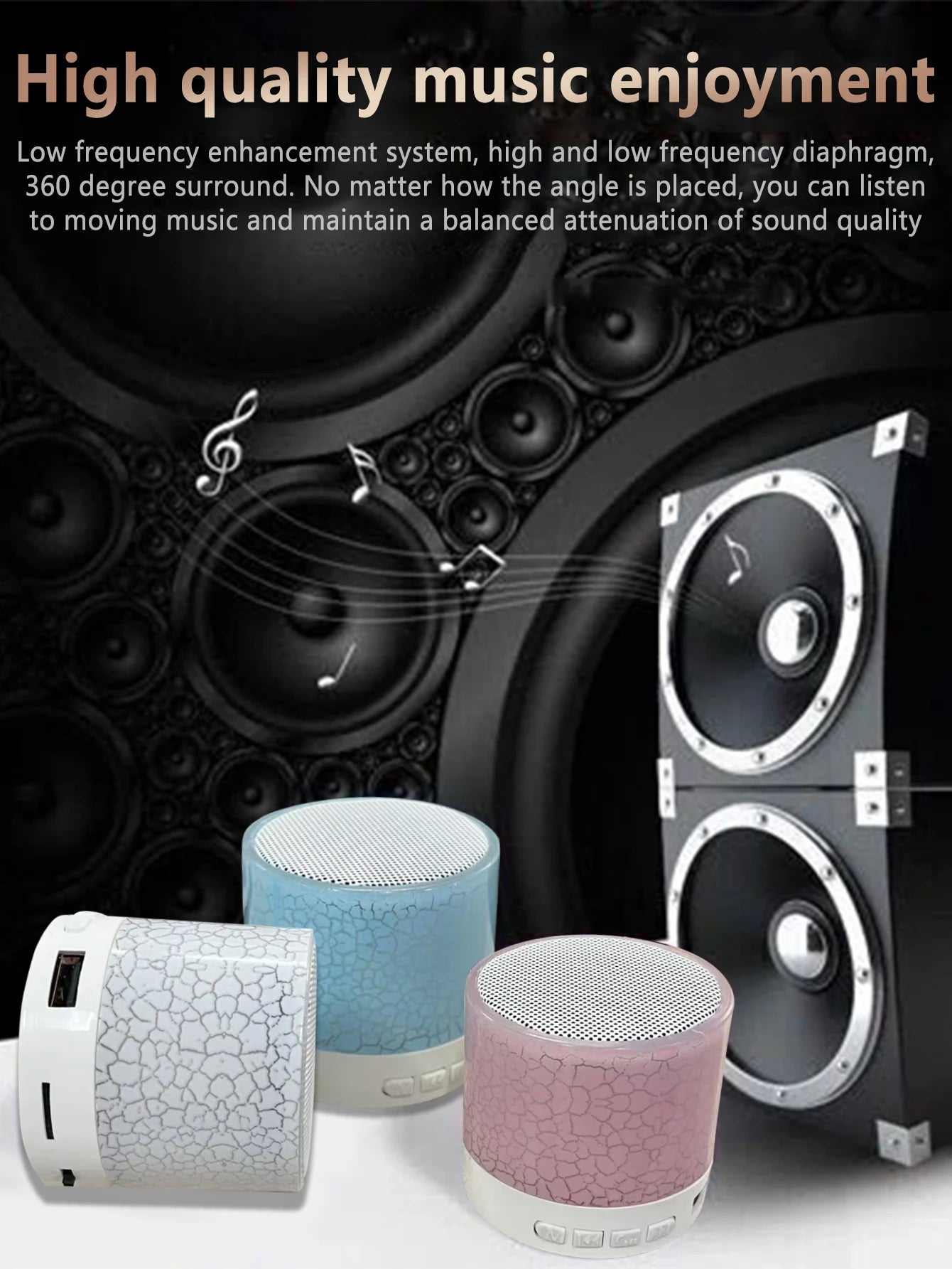 Portable Bluetooth Mini Speaker with 7-Color LED Lights