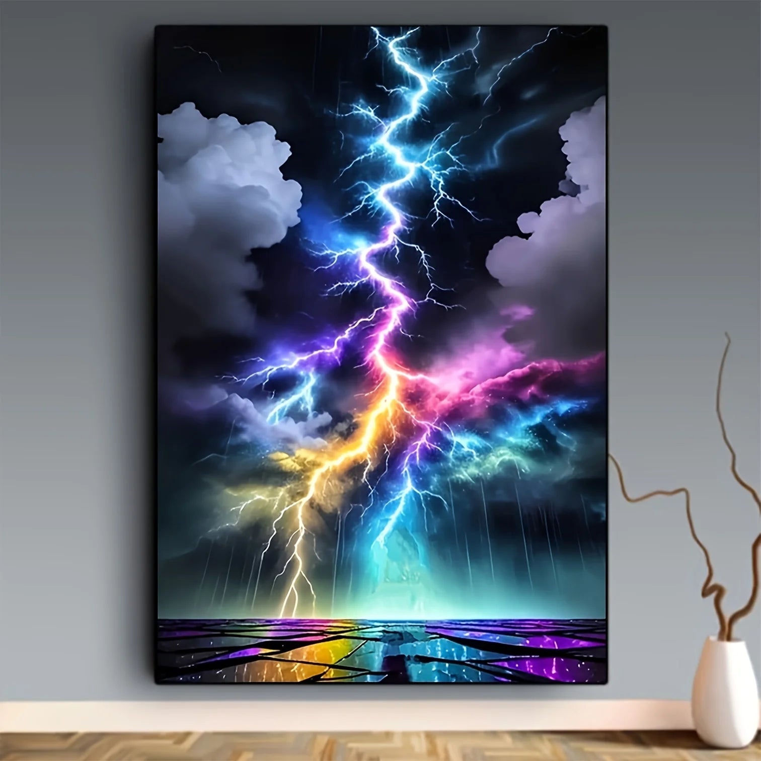 Colorful Lightning Diamond Painting – Full Round DIY Mosaic Wall Art