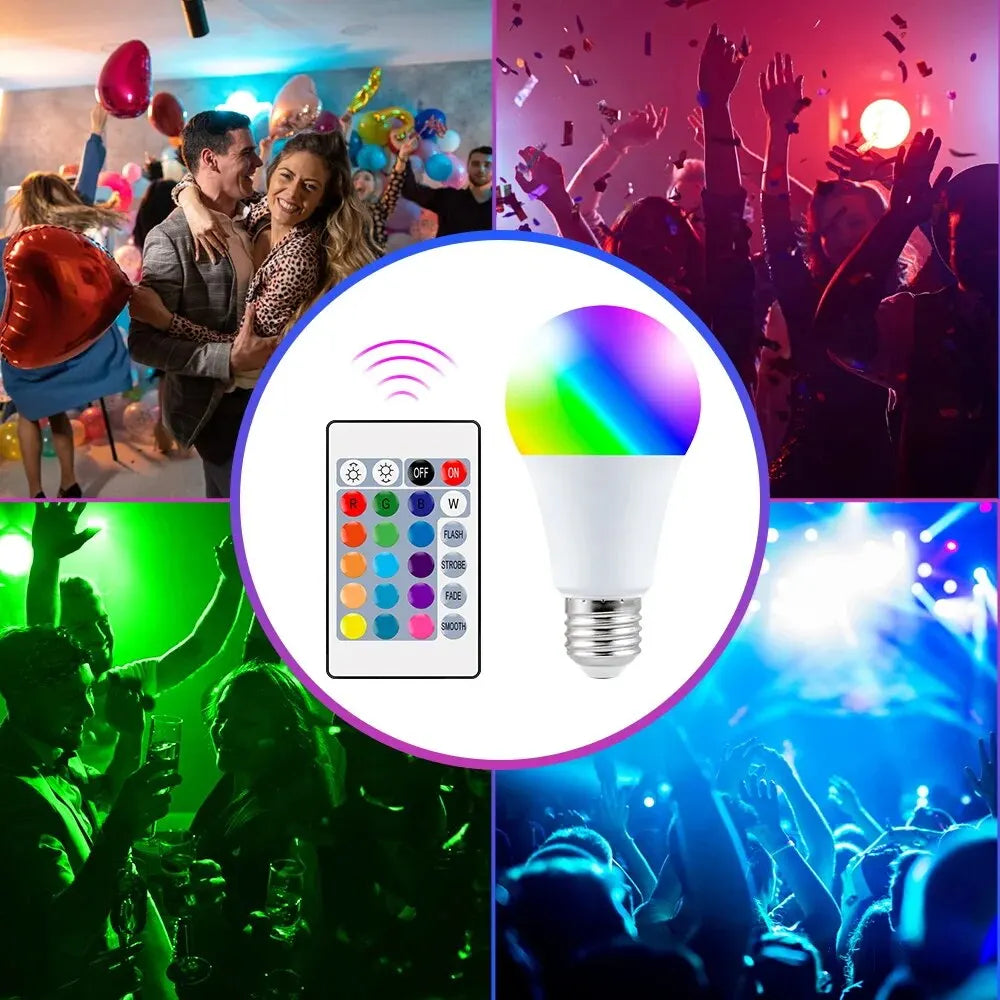 16-Color RGB LED Bulb with Remote – Dimmable Smart Light E27