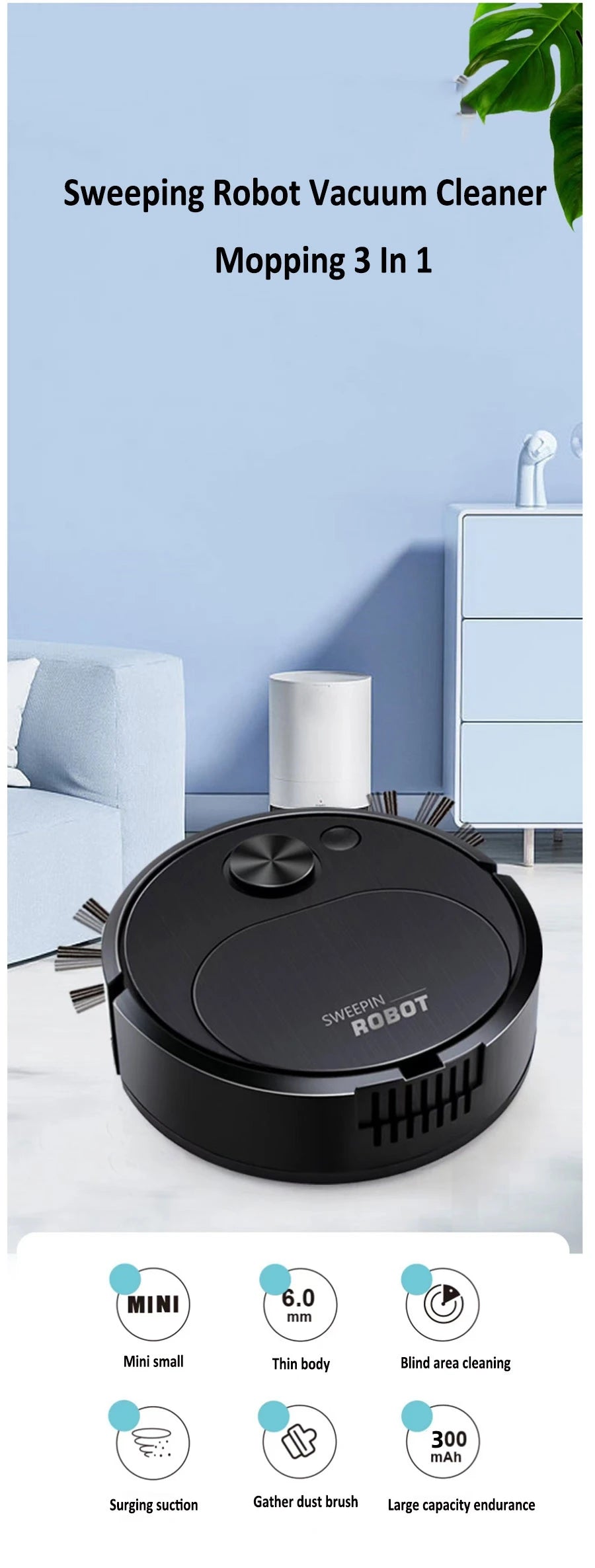 3-in-1 Smart Robot Vacuum Cleaner – Sweep, Mop & Auto Clean