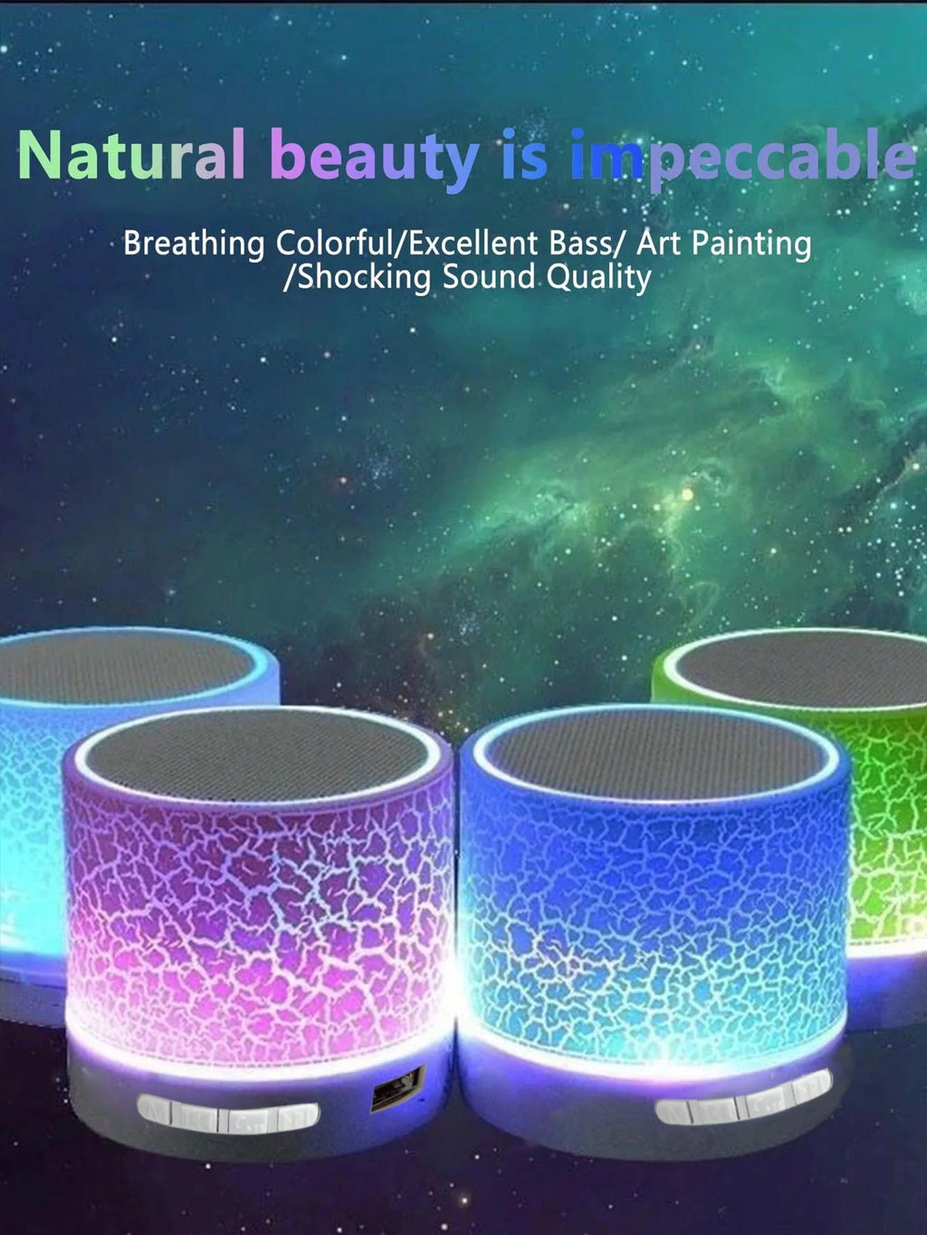 Portable Bluetooth Mini Speaker with 7-Color LED Lights