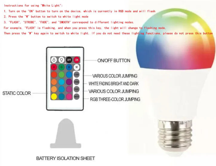 16-Color RGB LED Bulb with Remote – Dimmable Smart Light E27