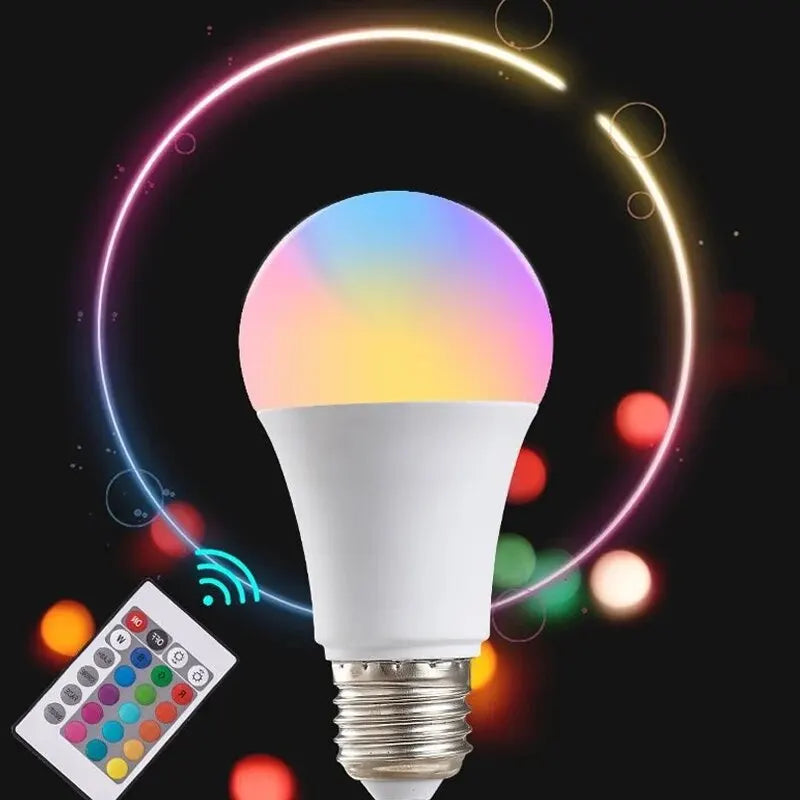 16-Color RGB LED Bulb with Remote – Dimmable Smart Light E27
