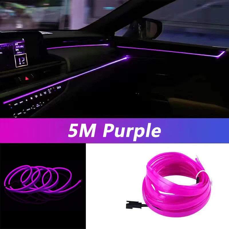 5M LED Car Interior Strip Light – USB Flexible Ambient Neon Lamp