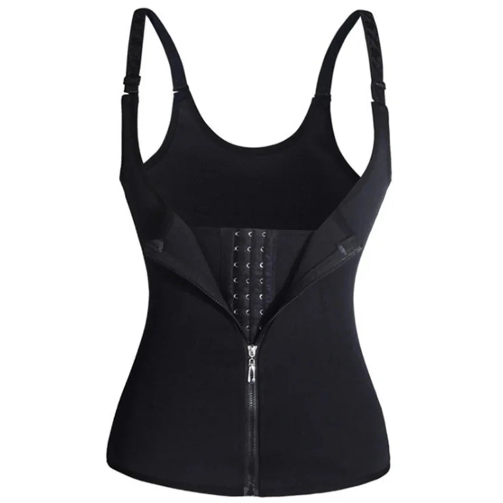 Women’s Waist Trainer Tank Top – Zipper Tummy Control Body Shaper